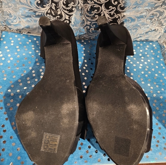 2FOR$50 DAVID'S bridal Michaelangelo Maribelle black bow heels size 9 - Picture 4 of 6